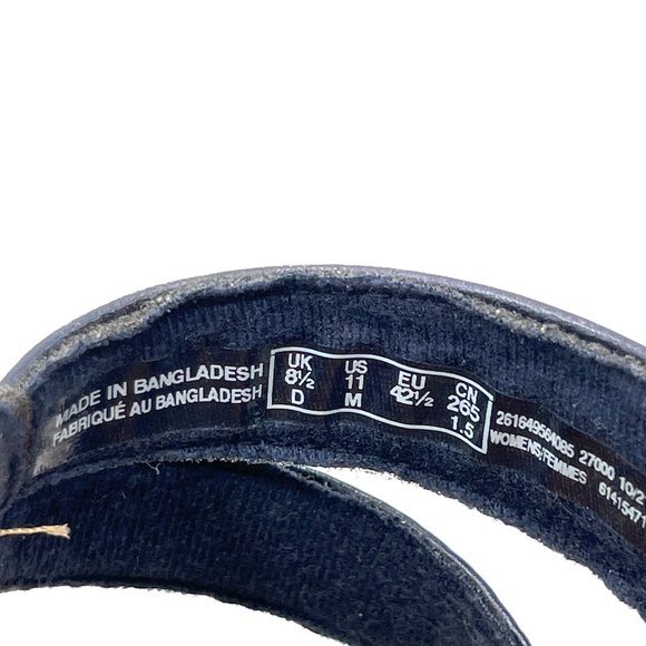 Clarks Size 11 Merliah Coral Navy Blue Leather Low Wedge Slip On Sandals Shoes - Picture 15 of 15